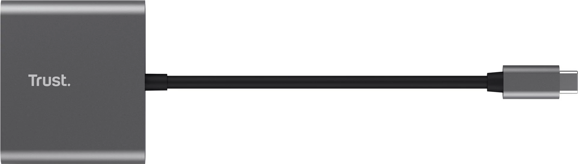 Adapter/Hub USB-C Trust Dalyx 3-në-1, HDMI, USB-A, USB-C PD 100W, alumin/zi