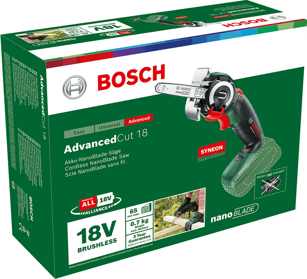 Sharrë dore me bateri Bosch AdvancedCut 18, 2.5Ah, 18V, 6.5cm, zi/gjelbër/kuqe/argjend