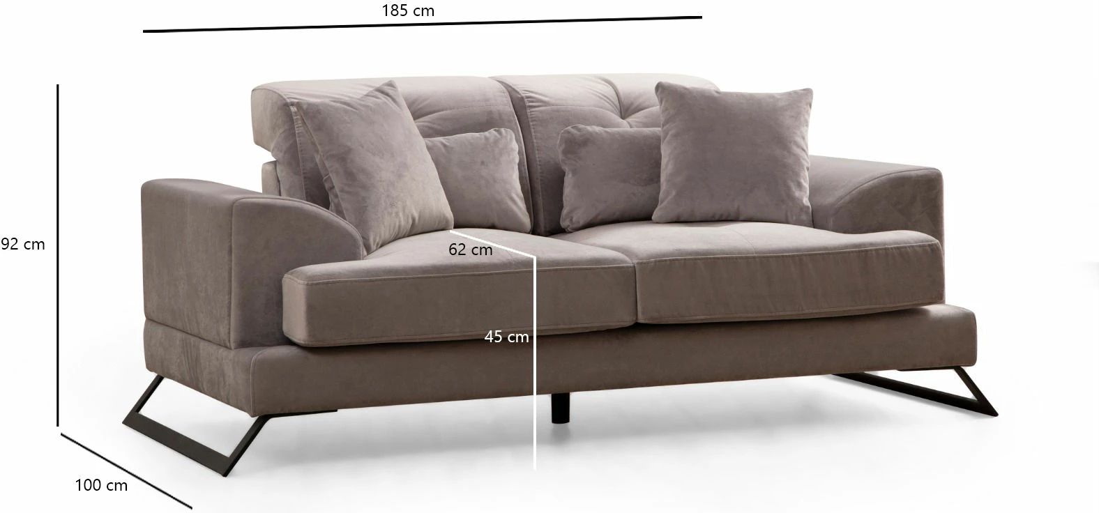 Divan dy ulëshe Atelier del Sofa, Frido, ngjyrë gri e çelët