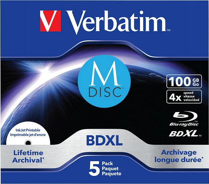 Disk Blu-ray Verbatim M-Disc BD-R BDXL, 100GB, 4x, 5 copë