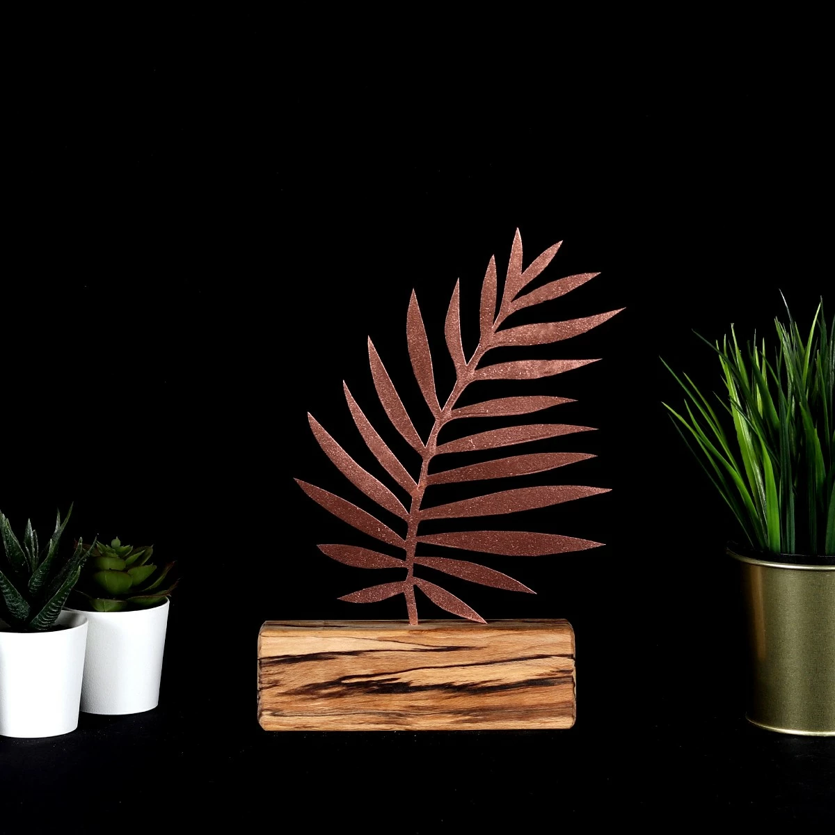 Objekt dekorativ Aberto Design, gjethe palme, bronzi