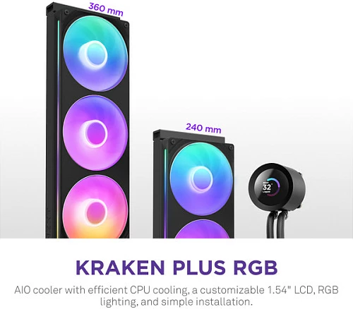 Ftohës uji AIO NZXT Kraken Plus V2 360mm RGB LCD RL-KR360-B2, i zi
