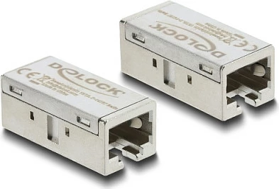 Adapter lidhës RJ45 DeLOCK Cat6A, femër-femër, metal, flat, argjend