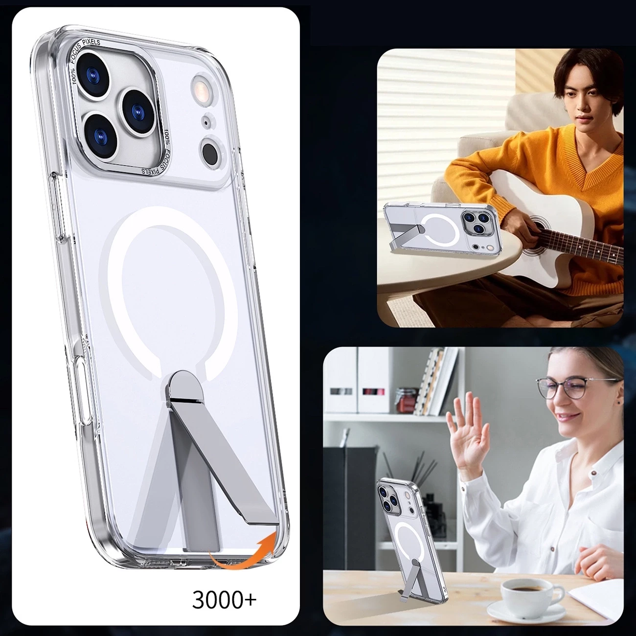 Mbështjellës, Hurtel Hybrid Armor X, për Samsung Galaxy S26, me MagSafe dhe stand 360°, transparent