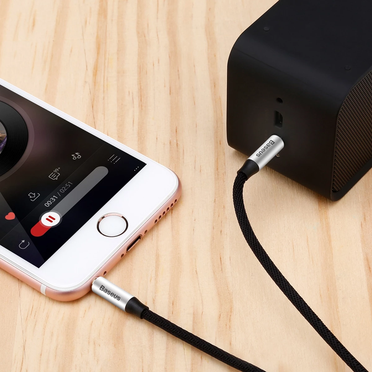 Kabllo audio AUX Baseus Yiven M30, 1.5m, mini jack 3.5mm, argjendtë-zi