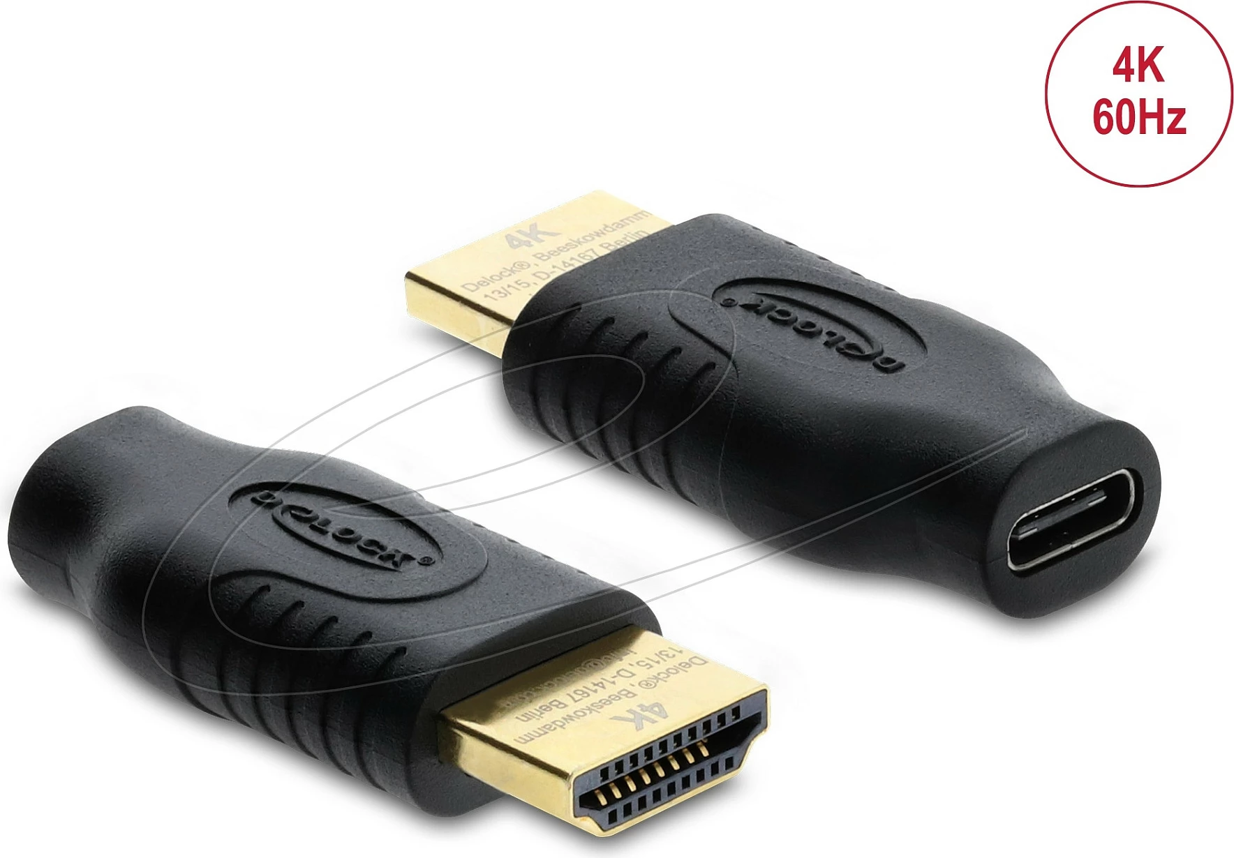 Adapter DeLOCK 61075, USB-C në HDMI, 4K@60Hz, i zi