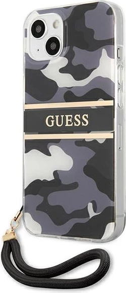 Mbështjellës Guess GUHCP13SKCABBK për iPhone 13 mini 5.4", hardcase, Camo Strap Collection, i zi