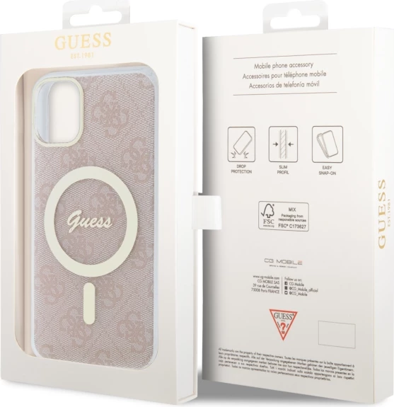 Mbështjellës Guess 4G MagSafe për iPhone 11 6.1", Rozë