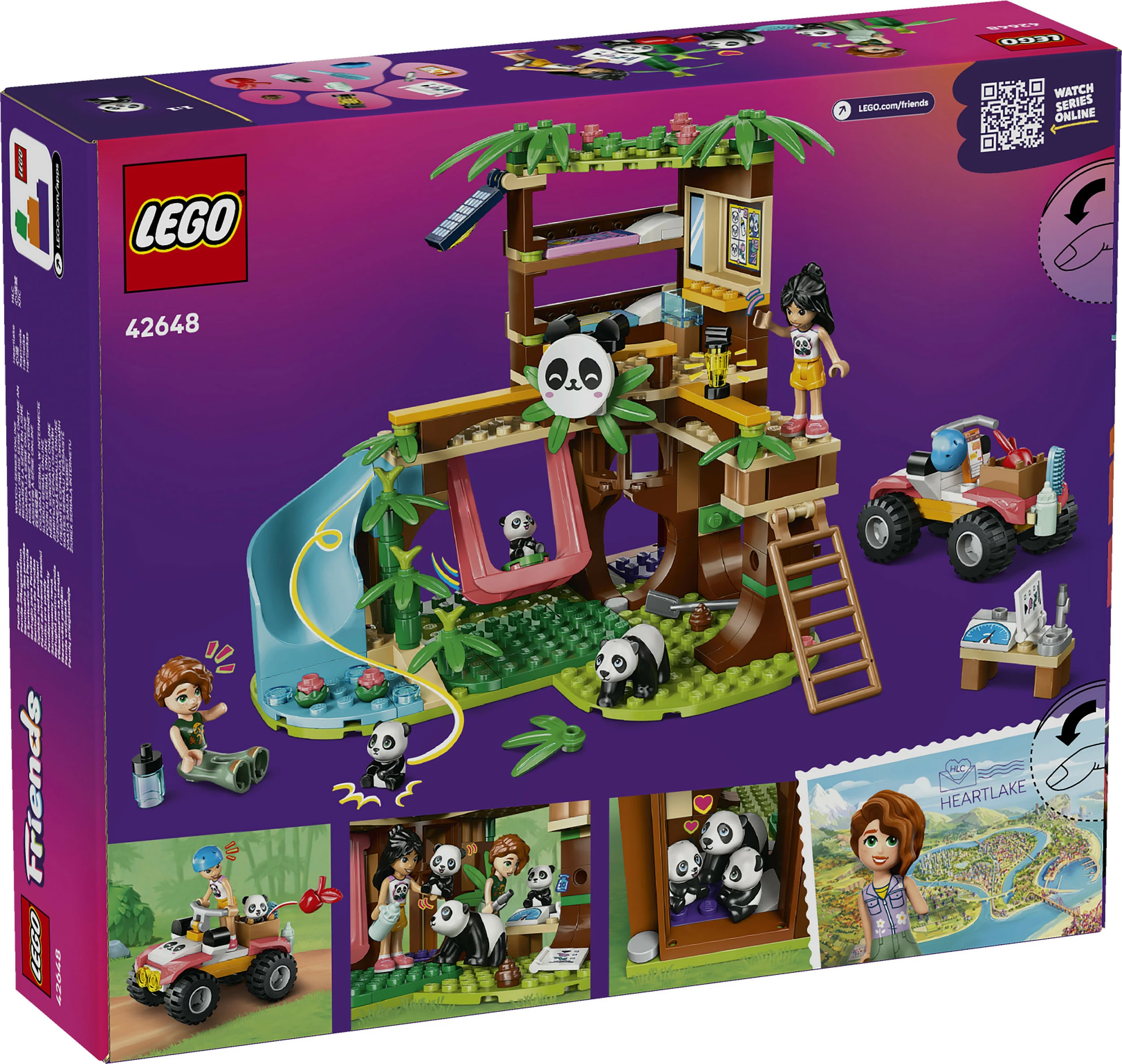 Set lodër LEGO Friends 42648 Strehë e Pandave, 243 copë, 7+
