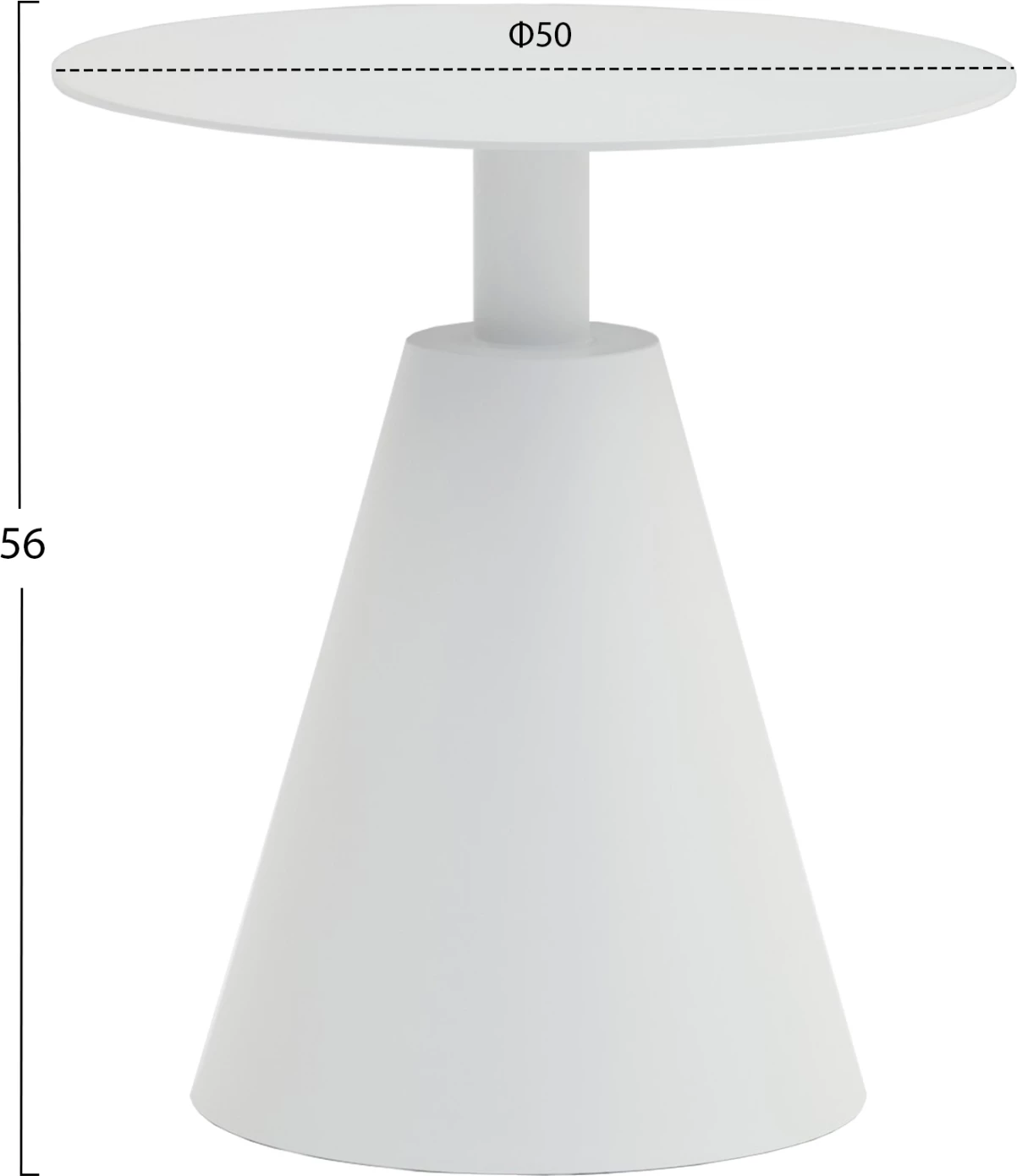 Tavolinë anësore e rrumbullakët për jashtë SERA FH6270.02 alumini, ngjyrë e bardhë, Φ50x56H cm