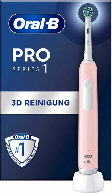 Furçë dhëmbësh elektrike Oral-B Pro Series 1 CrossAction, 3 mënyra, me sensor presioni, bateri e rikarikueshme, 1 kokë, rozë