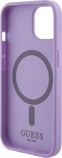 Mbështjellës Guess Saffiano MagSafe për iPhone 15 Plus, vjollcë