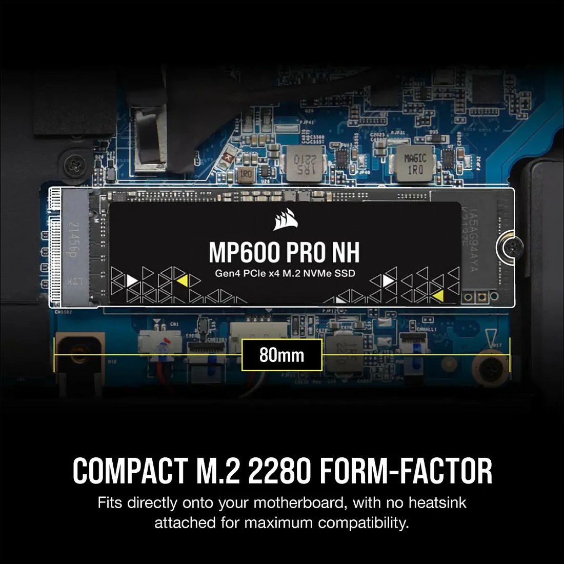 SSD M.2 NVMe Corsair MP600 PRO NH, 4TB, PCIe 4.0 x4, 7000MB/s, e zezë