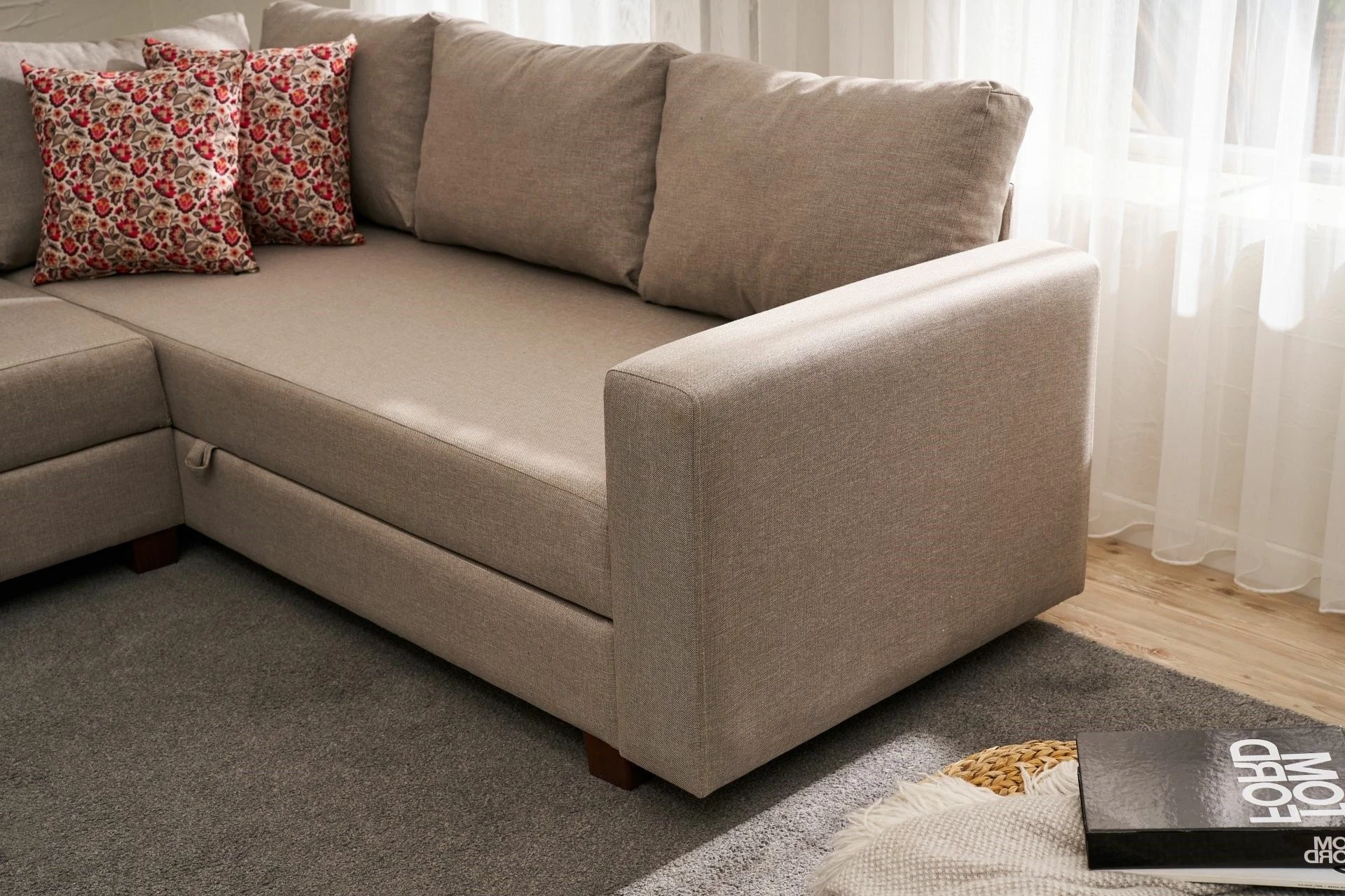 Kënd divan-krevat Atelier del Sofa, Aly majtas, bezhë