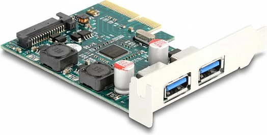 Kartë zgjerimi PCIe DeLOCK PCIe 3.0 x4, 2x USB 3.2 Gen 2 Type-A 10Gbps, low-profile, gjelbër/gri