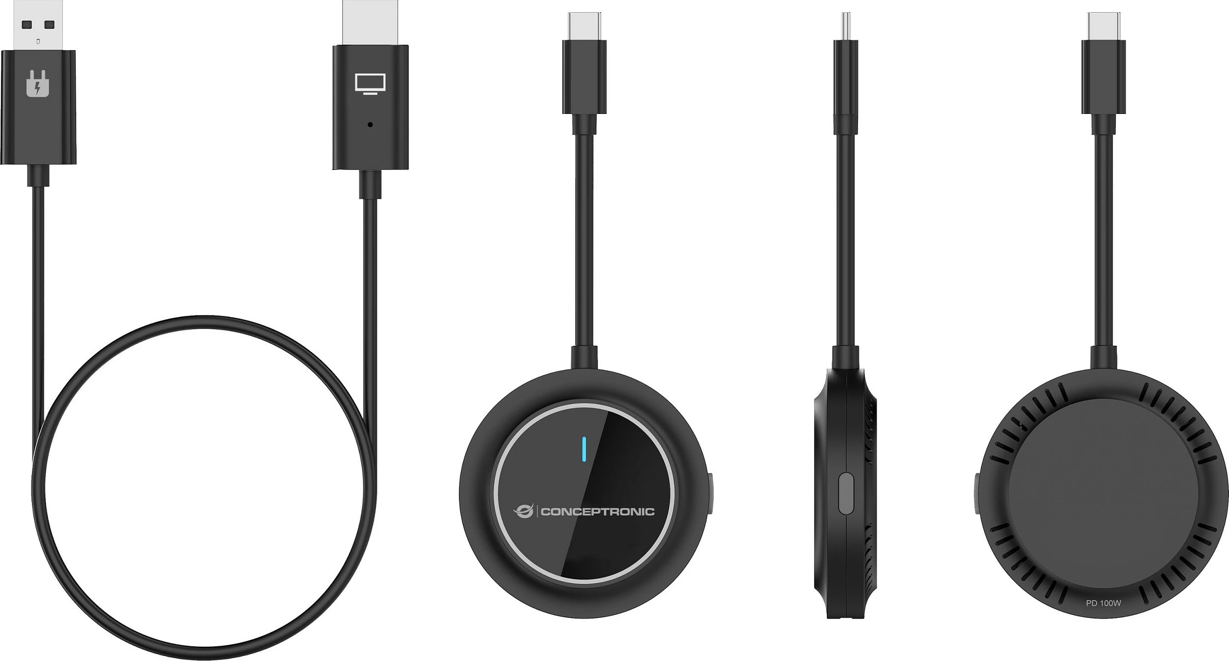Adapter wireless USB-C në HDMI Conceptronic, 1080p/60Hz, 30m, i zi