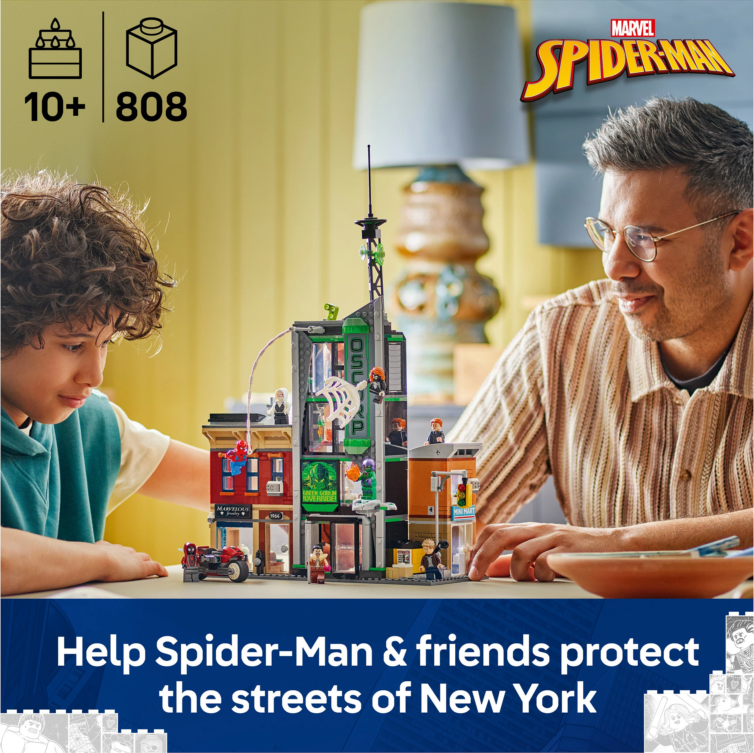 Set ndërtimi LEGO Marvel Spider-Man vs. Oscorp 76324, 808 copë, 10+, shumëngjyrësh