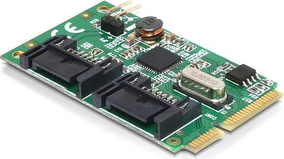 Adapter SATA DeLOCK 95233, Mini PCIe, 2x SATA 6Gb/s, ASM1061, i brendshëm, i gjelbër