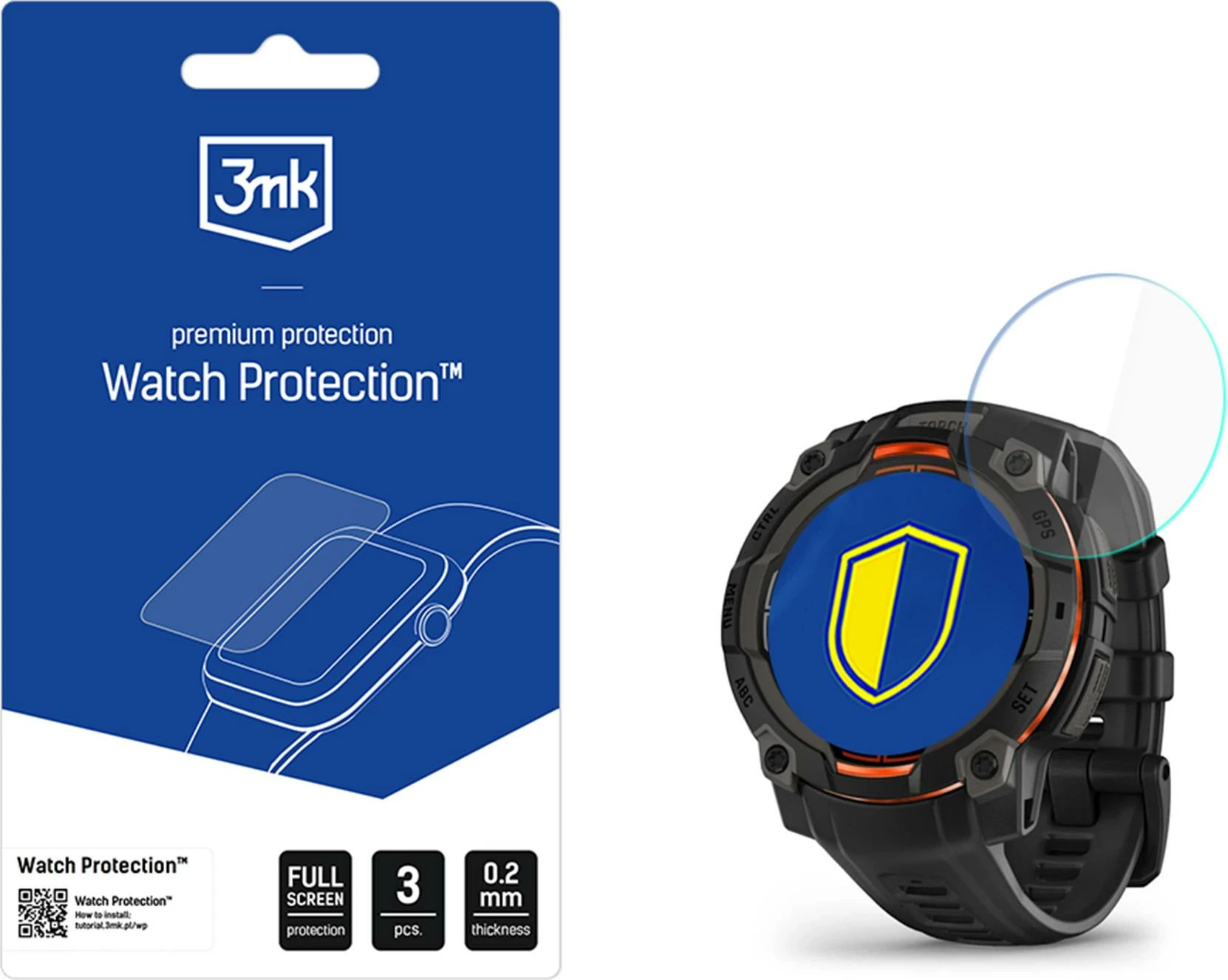 Mbrojtës ekrani për smartwatch 3mk Protection, Garmin Instinct 3 45mm, FlexibleGlass, Transparent, 3 copë