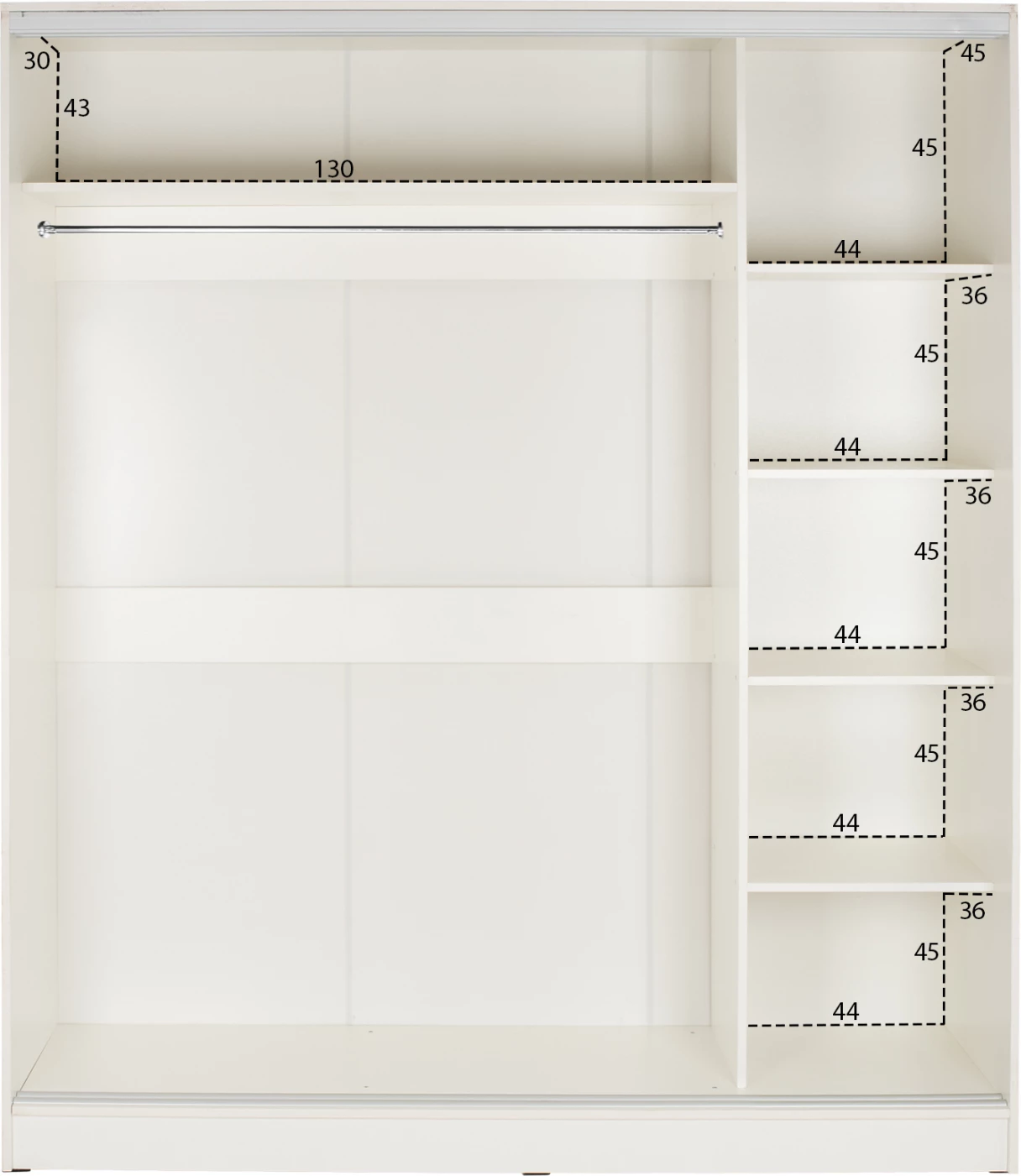 Dollap me dy dyer rrëshqitëse, ngjyrë e bardhë, me pasqyrë, FH2460.03, 120x60x220 cm