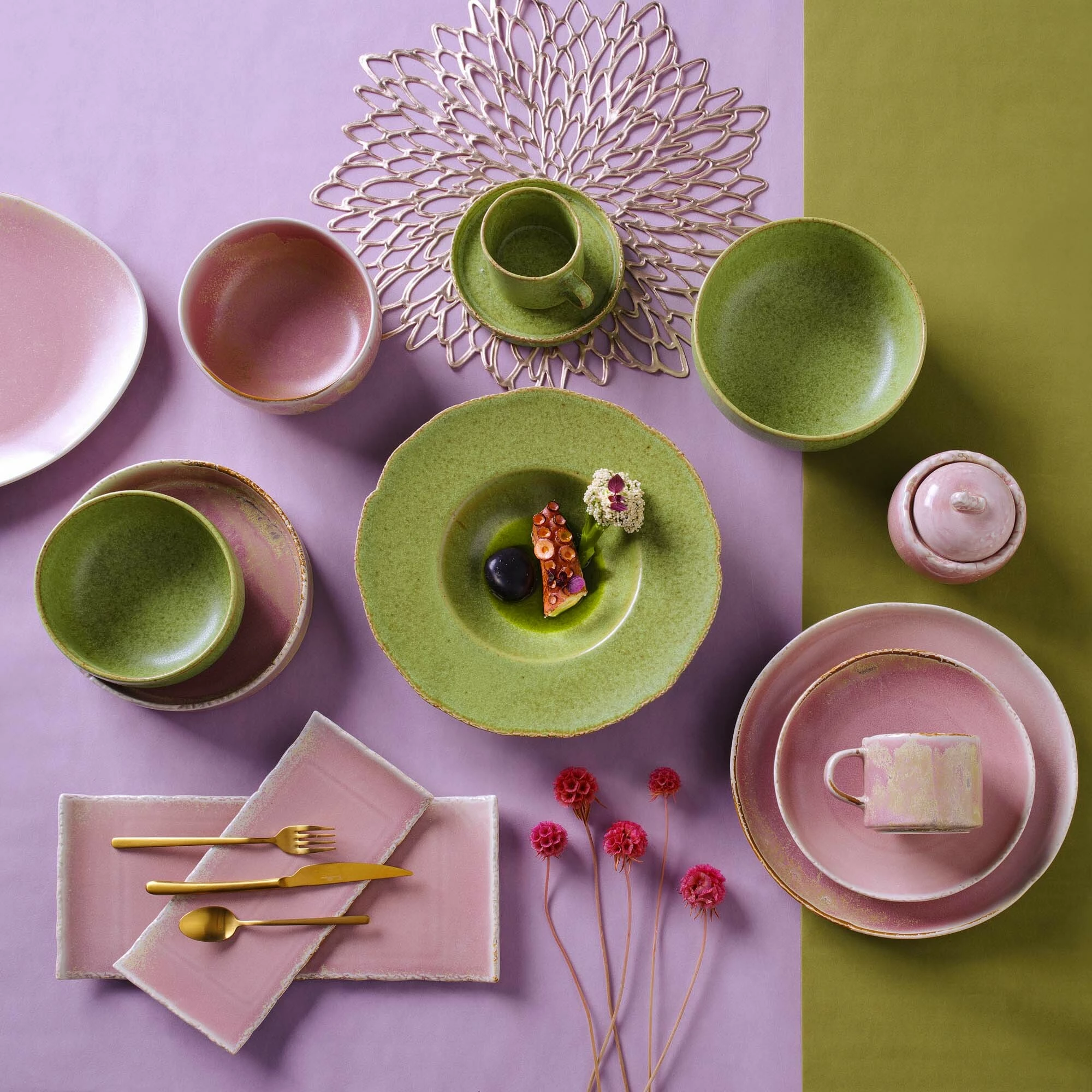 Pjatë prezantimi Fine Dine Edenic 220 mm, e gjelbër, set 3 copë
