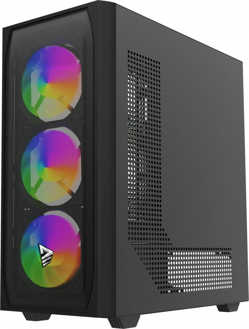 Kasë, Savio, NOCTIS FLOW RGB X1, Midi Tower, ATX, 4x 120 mm RGB PWM, USB-A 3.1 Gen1, e zezë