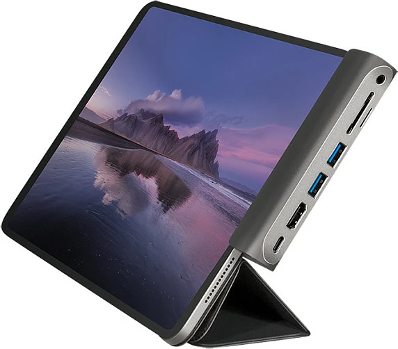 Docking station LogiLink USB 3.2 Gen1, 7 porta, USB-C PD, për iPad, alumin, gri