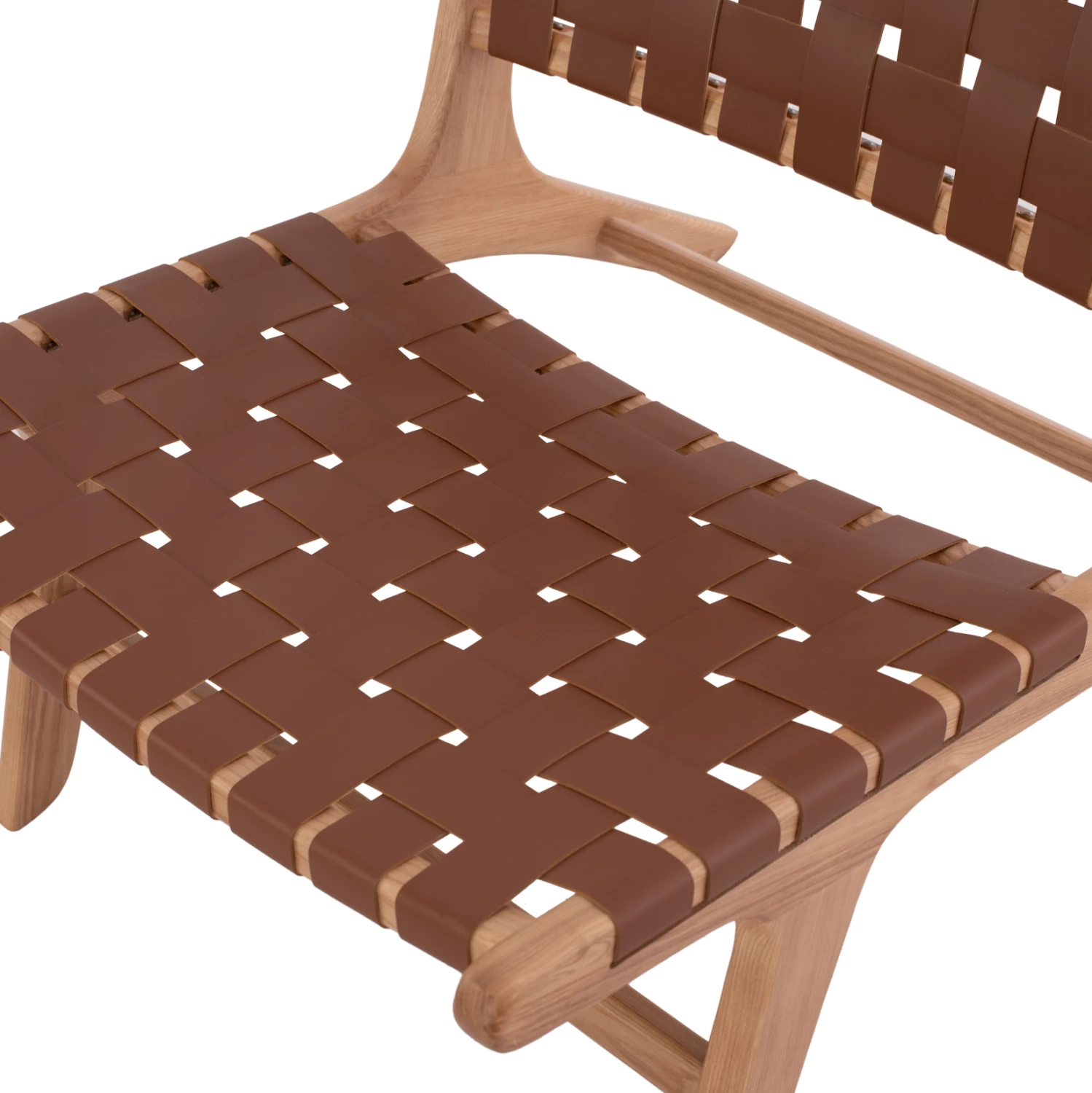 Karrige lounge prej druri, lëkurë PU e thurur, kafe, FH9326.01, 68x79x69cm