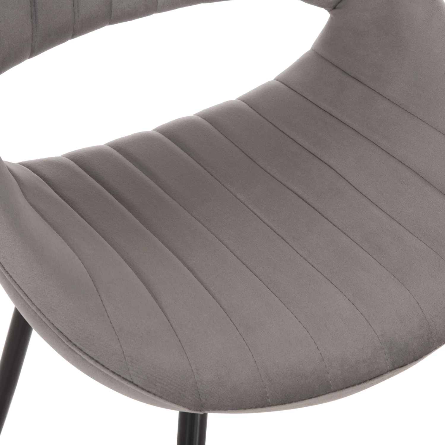 Karrige për ngrënie ODEN FH9001.01, kadife gri, këmbë metalike të zeza, 52x55x84H cm