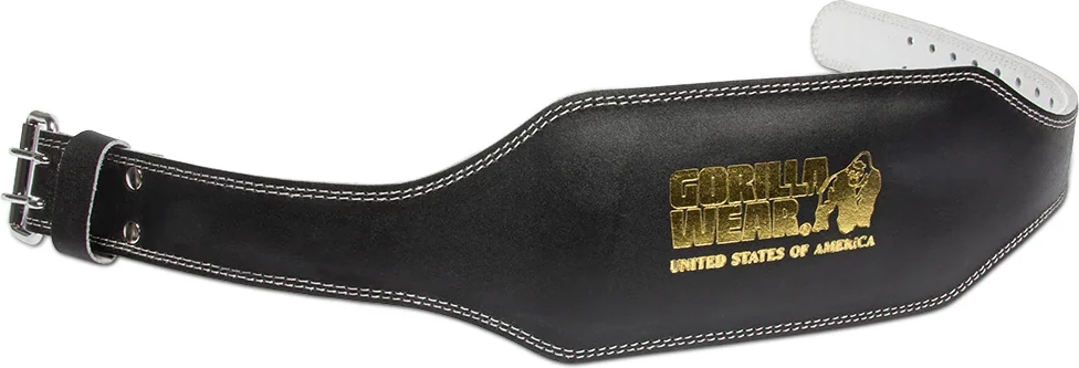 Gorilla Wear 6 Inch Padded Leather Lifting Belt - Black/Gold [Madhësia: L/XL]