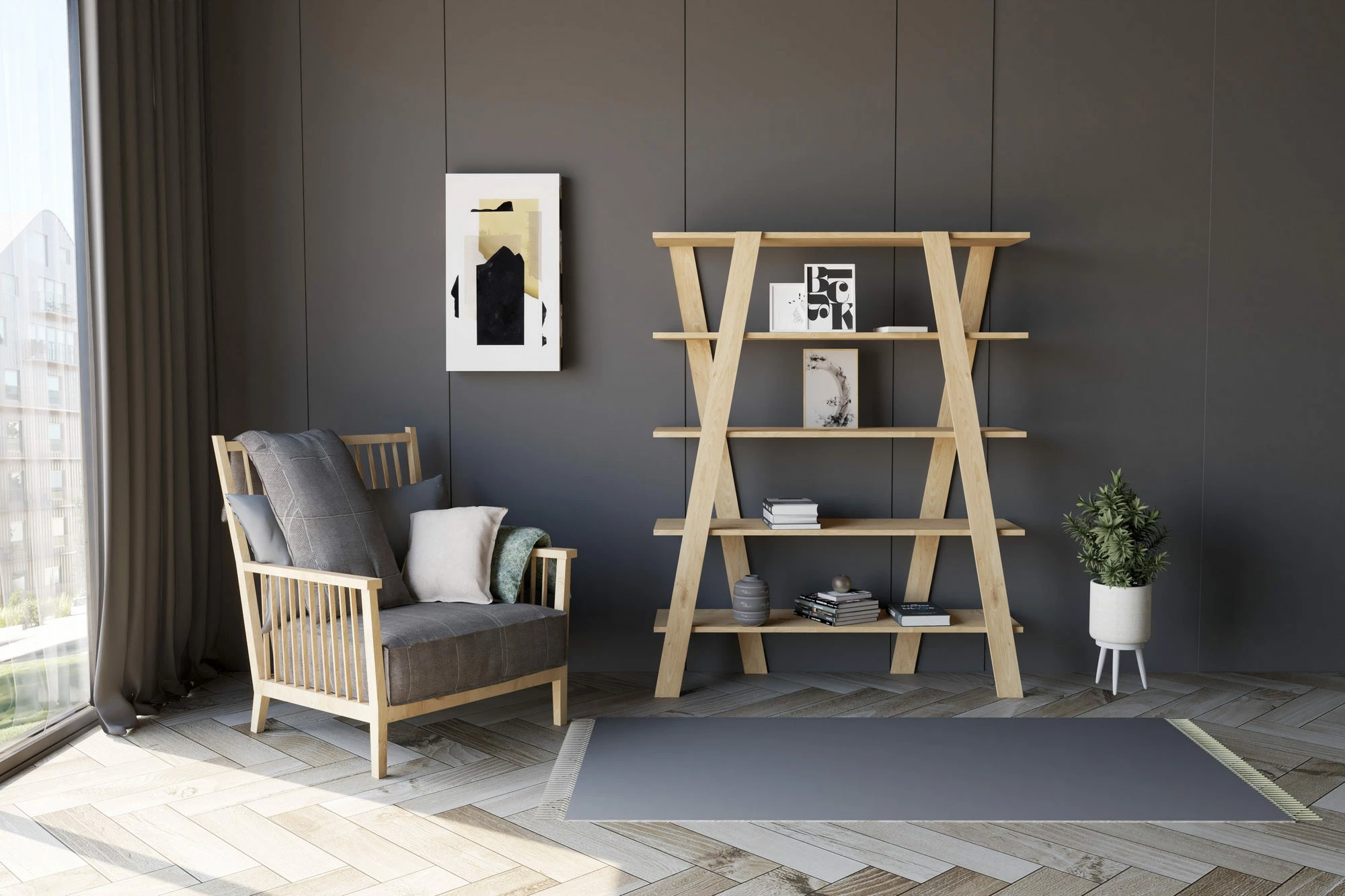 Raft librash Hanah Home, Conde, ngjyrë lis safir