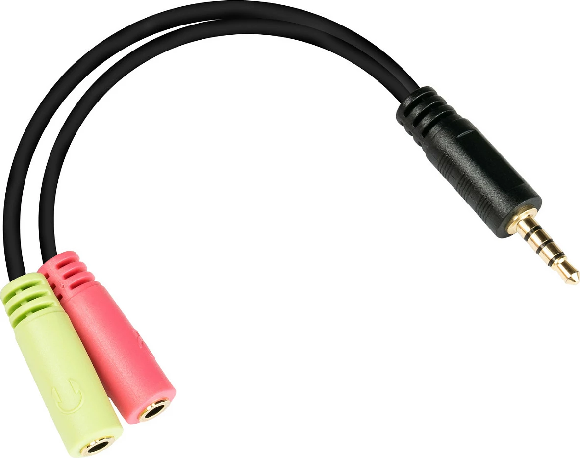 Adapter kabllo audio GoodConnections Alcasa AD-HS03, 3.5mm mashkull në 2x 3.5mm femër, 0.2m, e zezë