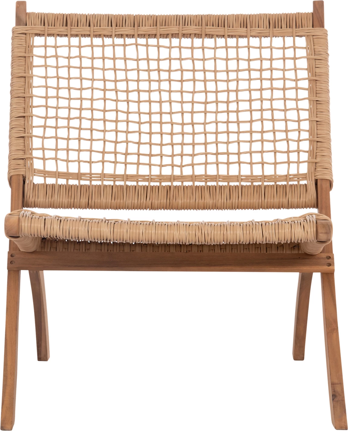 Karrige lounge palosëse FERMO, dru akacie, thurje sintetike, natyrale, 78x60x73cm, set prej 2 copë