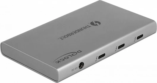 Hub Thunderbolt 4 DeLOCK, 3x Thunderbolt 4 + 1x USB-A 10Gbps, 85W PD, gri