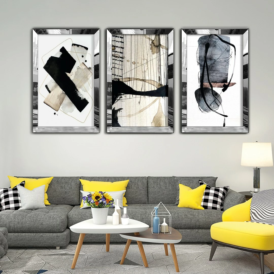 Pikturë dekorative MDF-Plexiglass (3 copë), Wallity, Huhu408, 40x60cm
