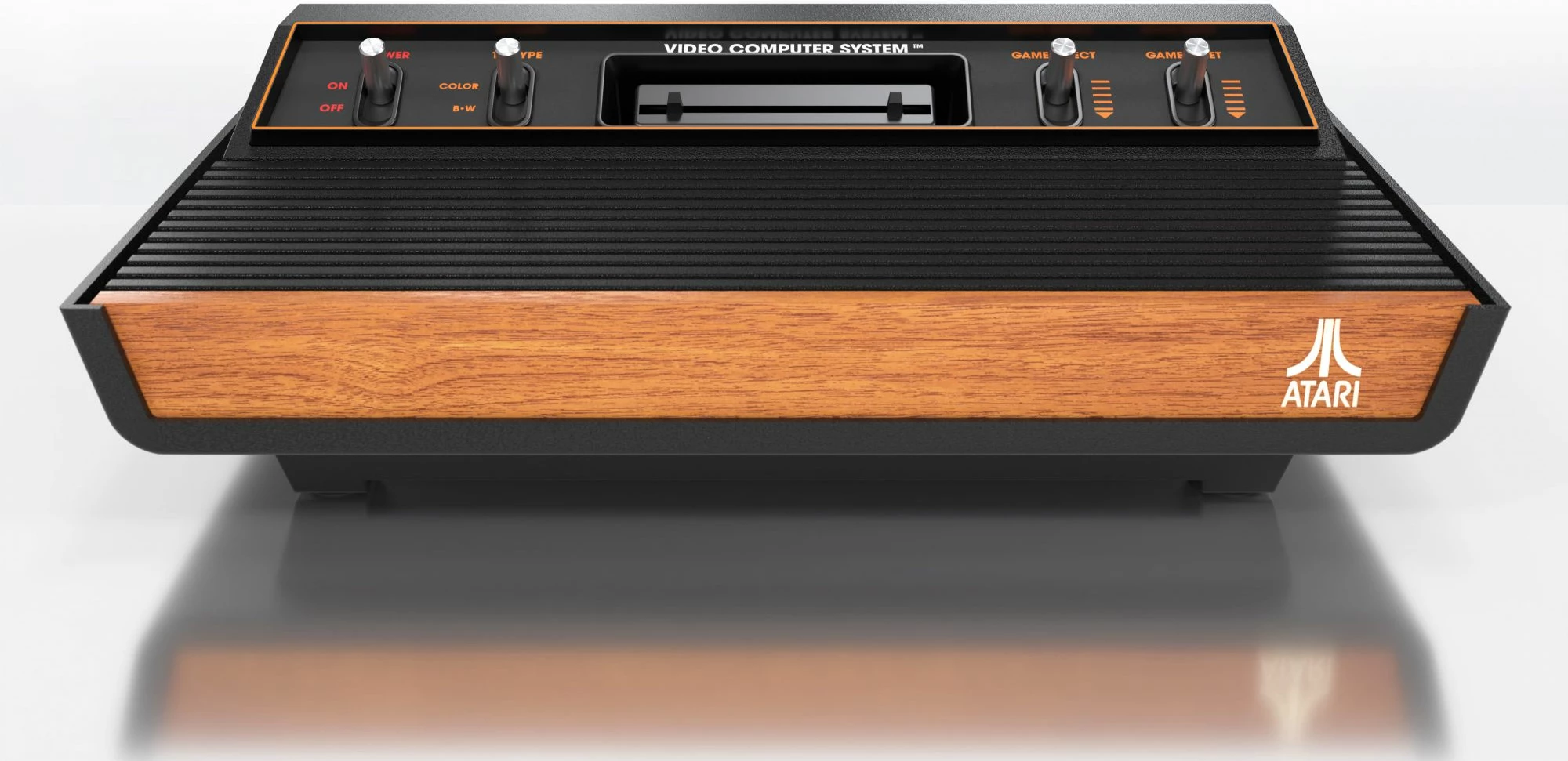 Konsolë Replai Atari 2600+, kompatibile Atari 2600/7800, kasetë 10-në-1, me CX40+ joystick, zi me panel dru