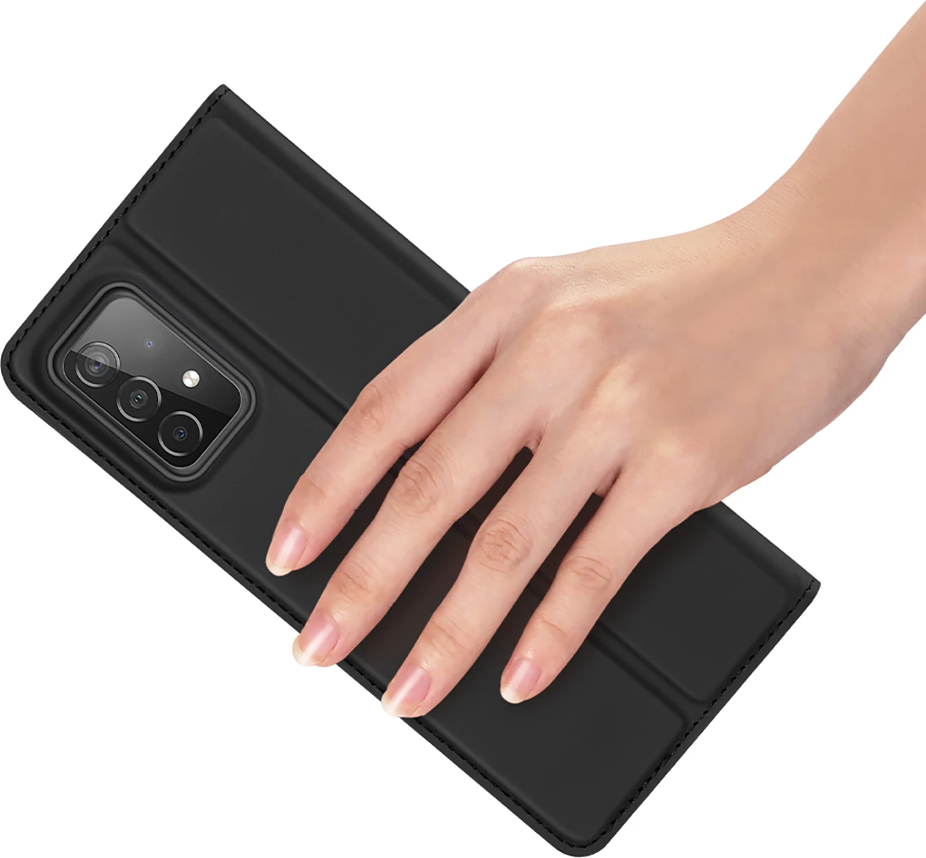 Mbështjellës Dux Ducis Skin Pro për Samsung Galaxy A73, me xhep kartelash, me qëndrim, i zi