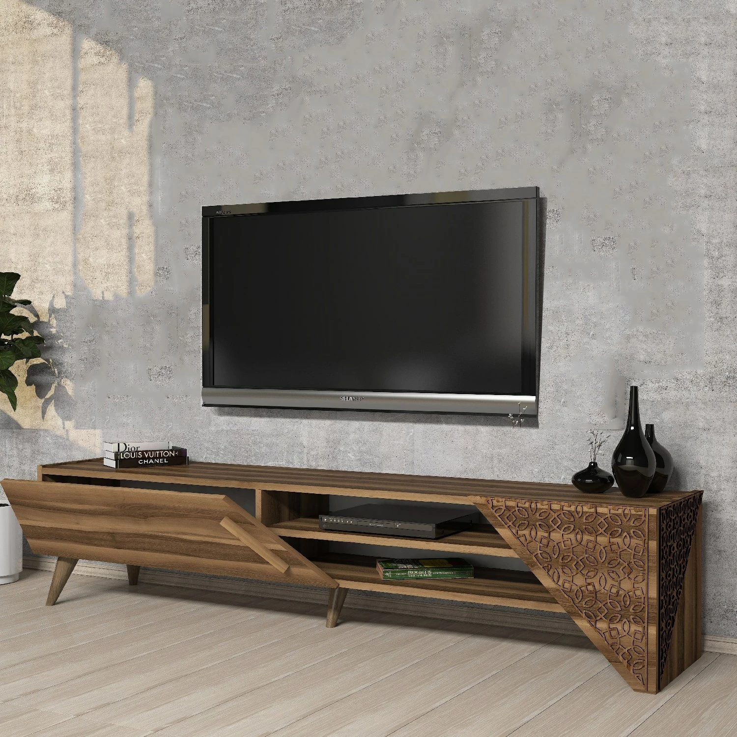 Komodë TV Skye Decor, Beril 2, ngjyrë arre