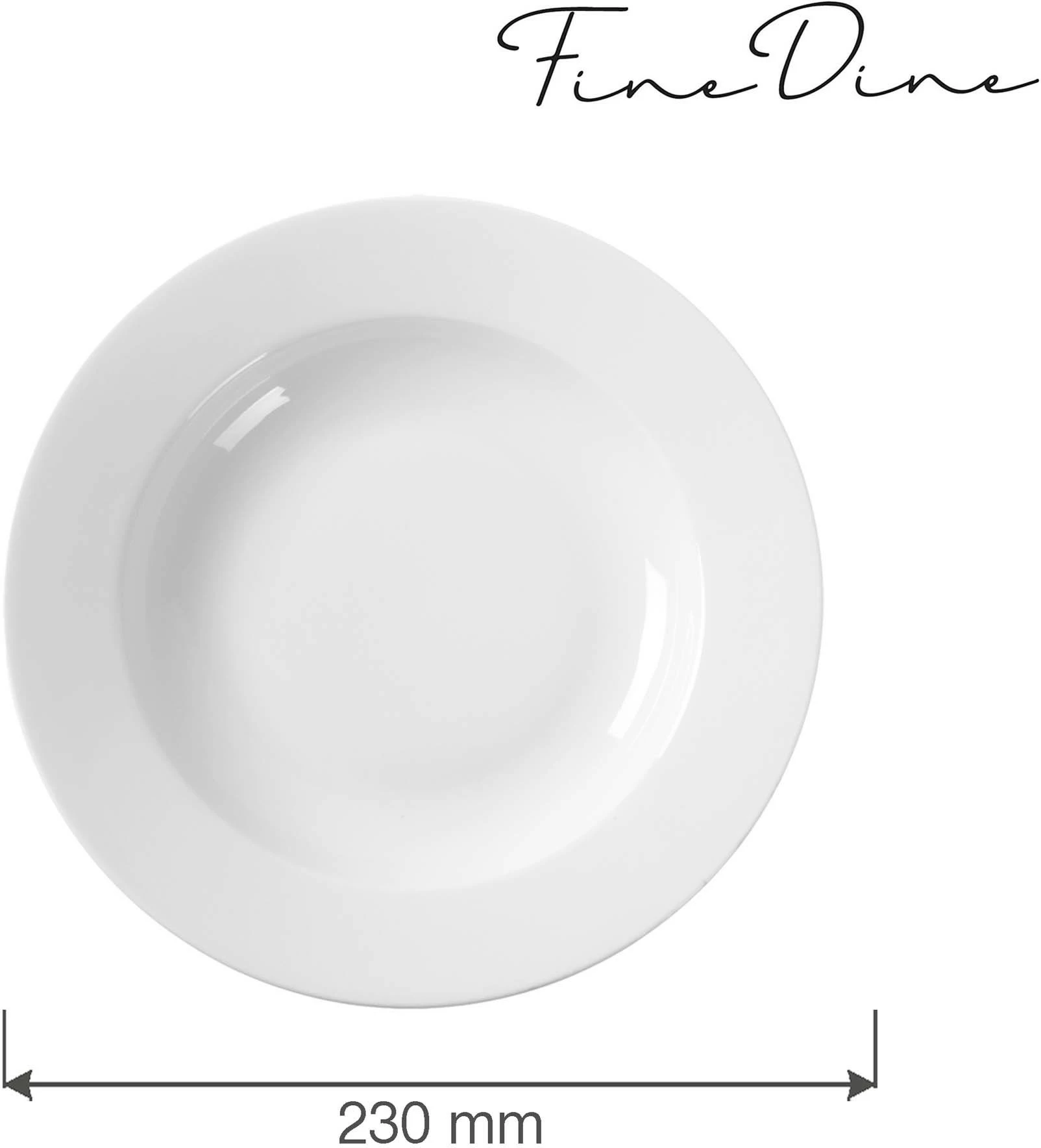 Pjatë e thellë Fine Dine Bianco 230 mm 200 ml, e bardhë, set 6 copë