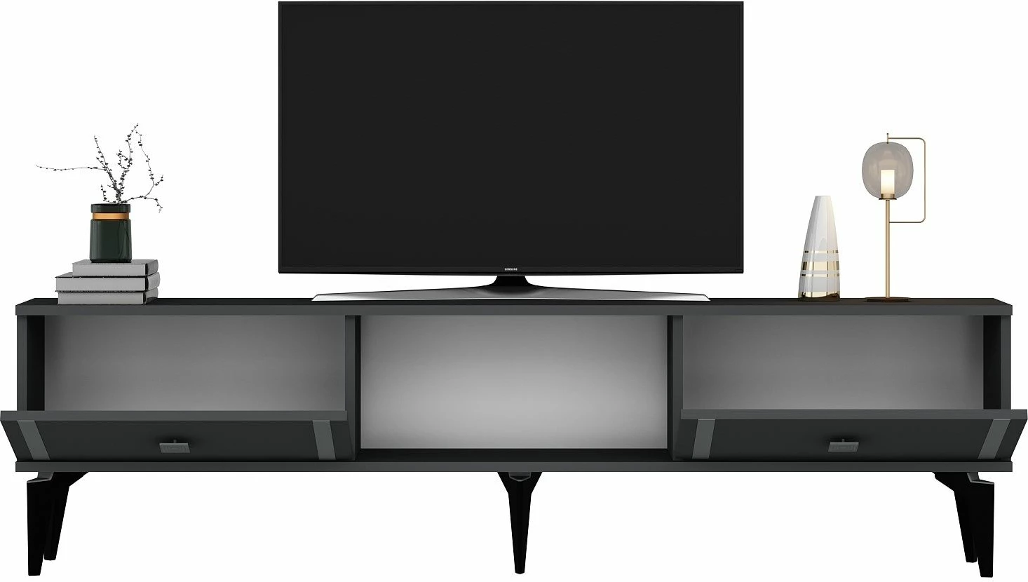 Komodë për TV Skye Decor, Doruk, antracit, argjend