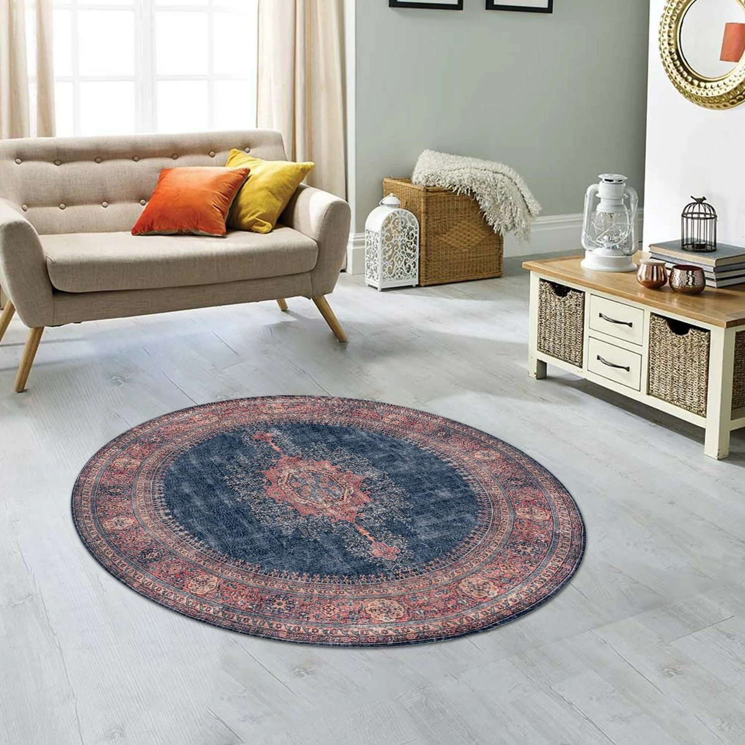 Qilim rrumbullak, 150 cm, Conceptum Hypnose, Blues Chenille, ngjyrë kaltër e errët AL 26