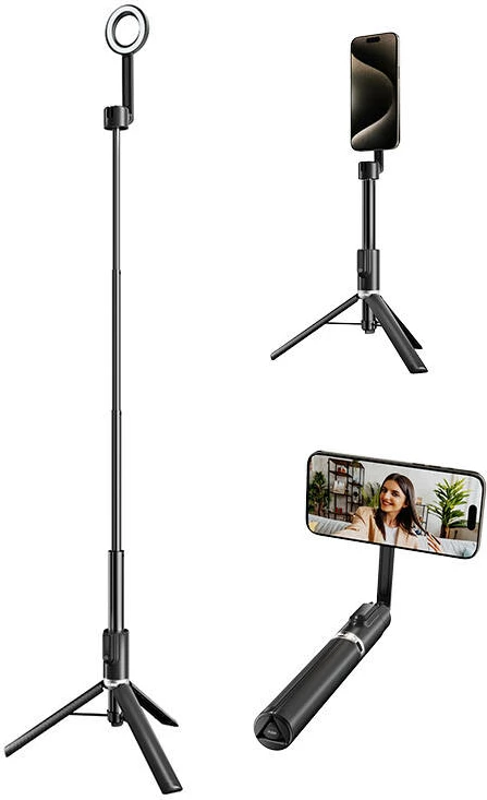 Selfie tripod Telesin P1-MSS-002 me magnet, për telefona, i zi