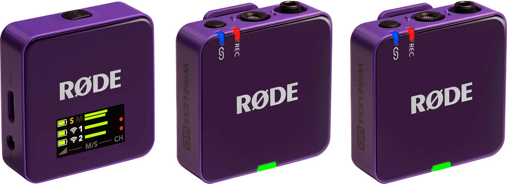 Mikrofon pa kabllo RØDE Wireless GO, 2 kanale, 260 m, 2 transmetues + 1 marrës, vjollcë