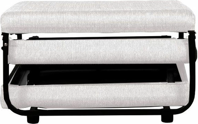 Pouf palosës, shtrat palosës, ngjyrë e bardhë e çelët, 70x72x43