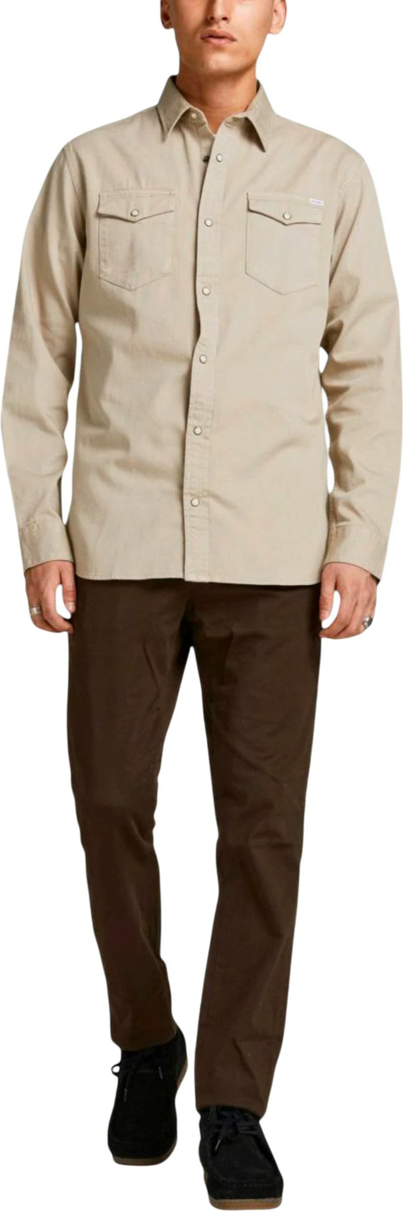 Këmishë për meshkuj Jack & Jones JJESHERIDAN L/S NOOS, bezhë [Madhësia: XL]