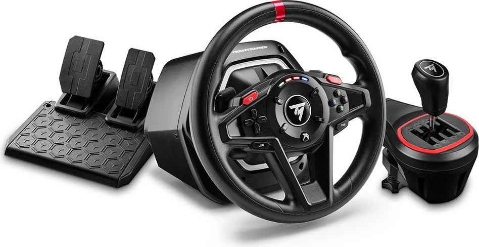 Set timon garash Thrustmaster T128-X Shifter Pack, Force Feedback, për Xbox Series X|S/Xbox One dhe PC, me pedale + TH8S shifter 8 shpejtësi, i zi
