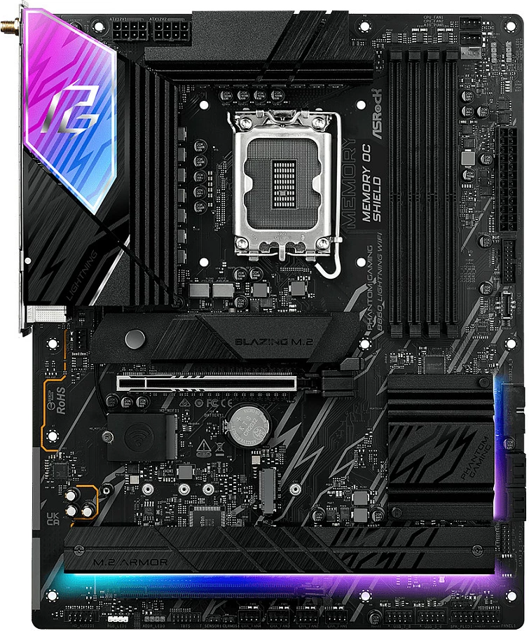 Pllakë amë ASRock B860 Lightning WiFi, LGA1851, DDR5 deri 256GB, Wi‑Fi 6E, e zezë