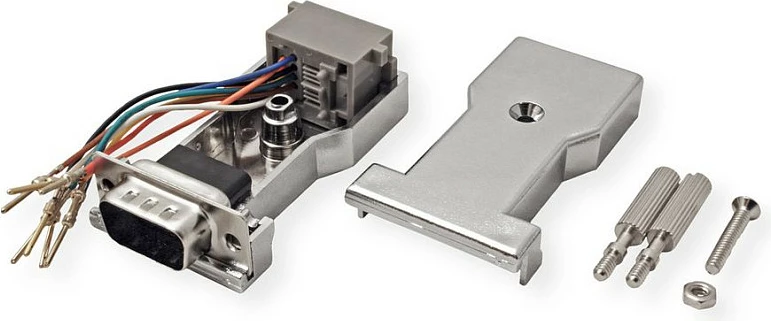 Adapter ROLINE 12.03.7524, DB9 mashkull në RJ-45 femër, argjend