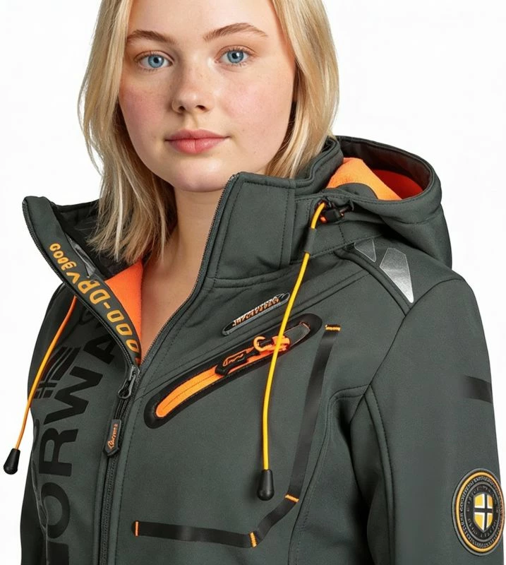 Jakne softshell për femra Geographical Norway, gri/portokalli [Madhësia: M]
