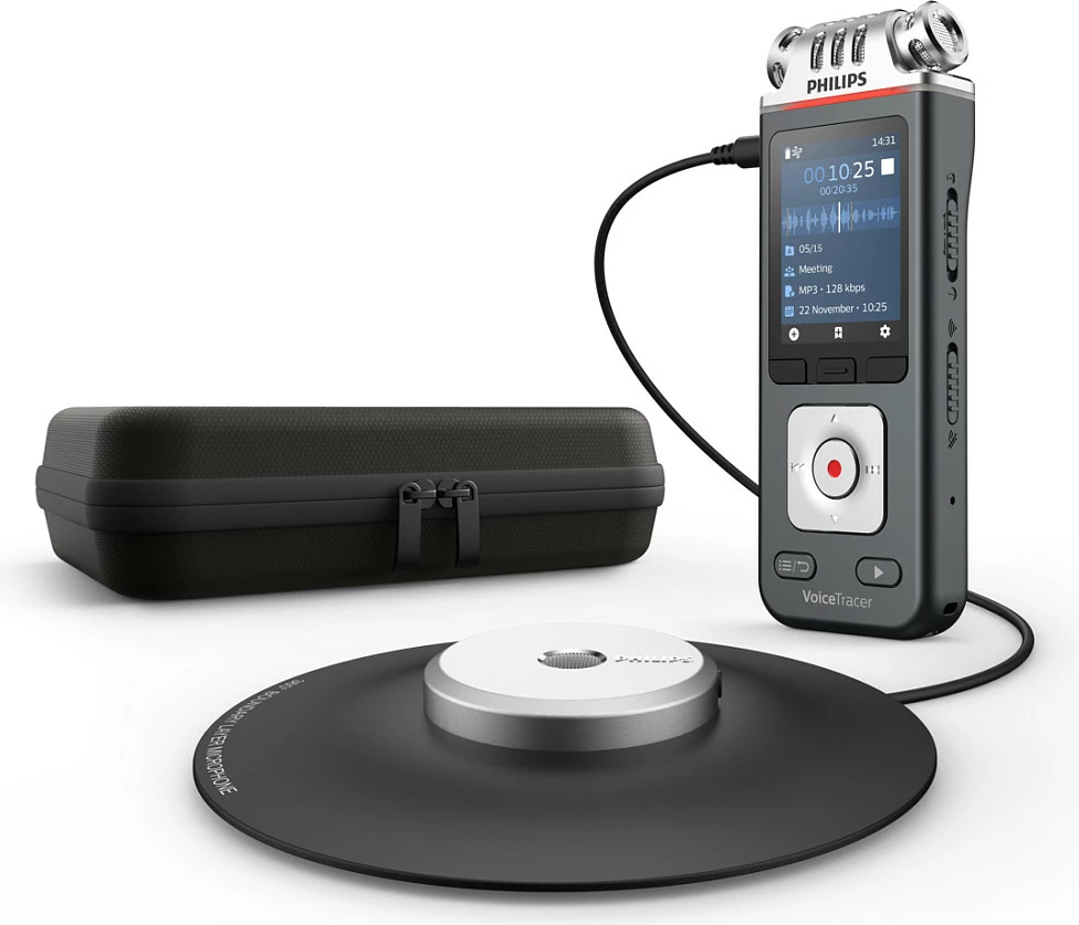 Diktafon Philips VoiceTracer, 8GB, 24bit/96kHz, USB-C, 360° mikrofon takimesh, zi/hiri